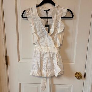 Merissa Webb Elegant Leah Wrap White Blouse